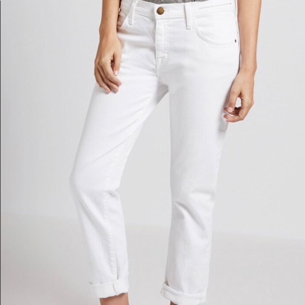Current/Elliott Crisp White Boyfriend Jeans